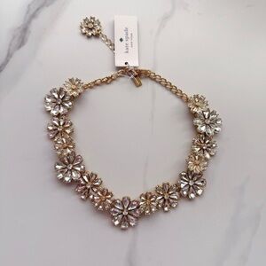 NWT Kate Spade Clear and Crystal Flower Statement Necklace